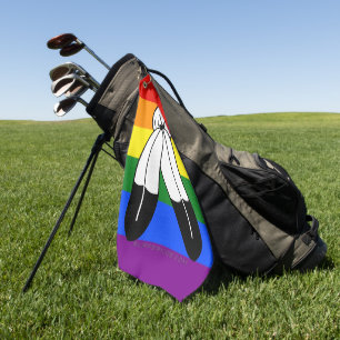 SlipperyJoe's Two-Spirit Pride Flag ceremonial LGB Golf Towel