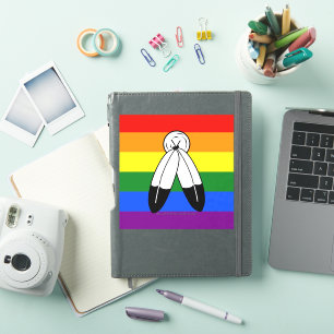 SlipperyJoe's two-spirit pride flag Indigenous sym