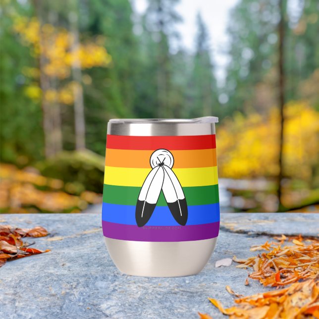 SlipperyJoe's two-spirit pride flag Indigenous sym (Outdoor)