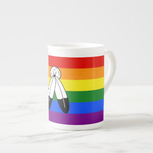 SlipperyJoe's two-spirit pride flag Indigenous sym Bone China Mug