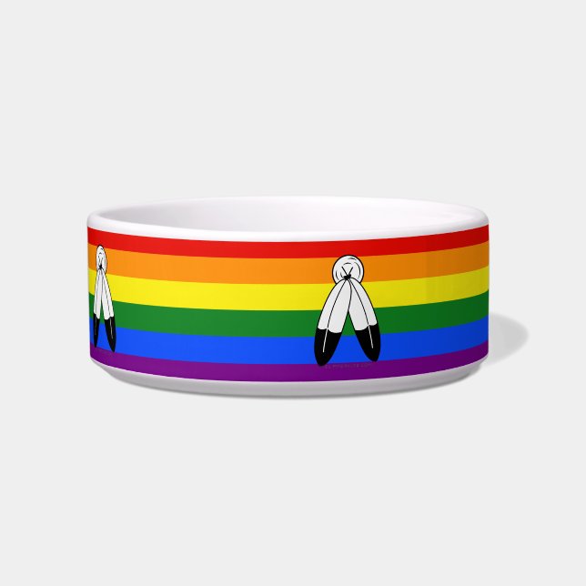 SlipperyJoe's two-spirit pride flag Indigenous sym Bowl (Front)