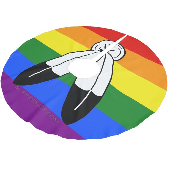 SlipperyJoe's two-spirit pride flag Indigenous sym Brushed Polyester Tree Skirt (Angled)