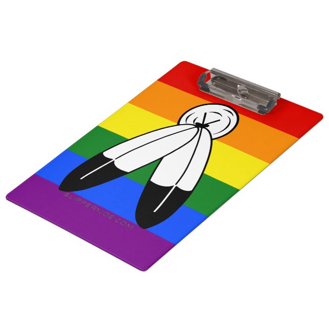 SlipperyJoe's two-spirit pride flag Indigenous sym Clipboard (Angled)