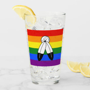 SlipperyJoe's two-spirit pride flag Indigenous sym Glass
