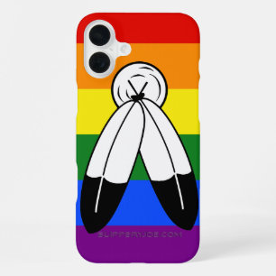 SlipperyJoe's two-spirit pride flag Indigenous sym iPhone 16 Plus Case