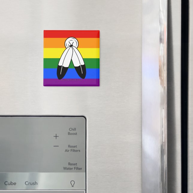 SlipperyJoe's two-spirit pride flag Indigenous sym Magnet (In Situ (Fridge))