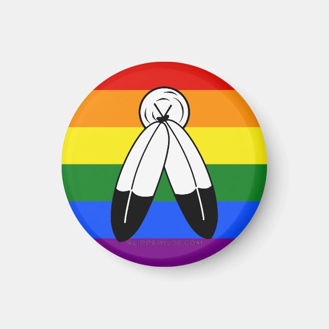 SlipperyJoe's two-spirit pride flag Indigenous sym Magnet (Front)