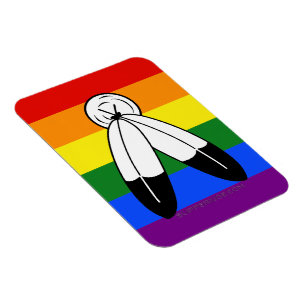 SlipperyJoe's two-spirit pride flag Indigenous sym Magnet