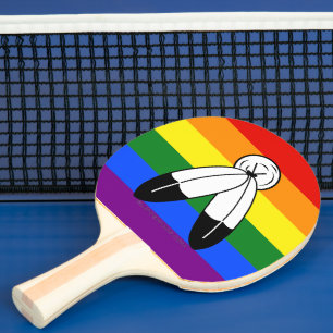 SlipperyJoe's two-spirit pride flag Indigenous sym Ping Pong Paddle