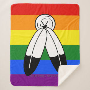 SlipperyJoe's two-spirit pride flag Indigenous sym Sherpa Blanket