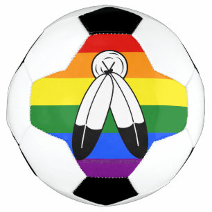 SlipperyJoe's two-spirit pride flag Indigenous sym Soccer Ball