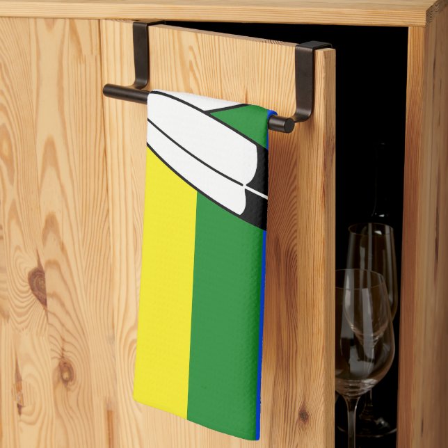 SlipperyJoe's two-spirit pride flag Indigenous sym Tea Towel (Thirds Fold)