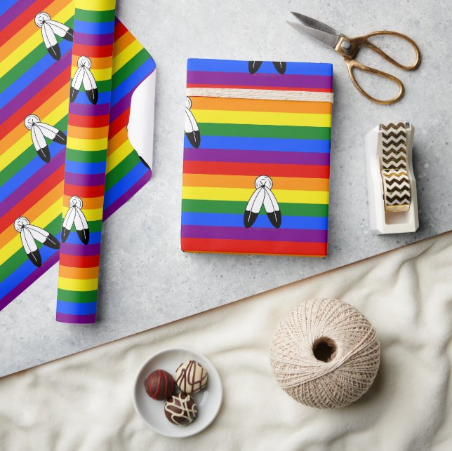 SlipperyJoe's two-spirit pride flag Indigenous sym Wrapping Paper (Crafts)