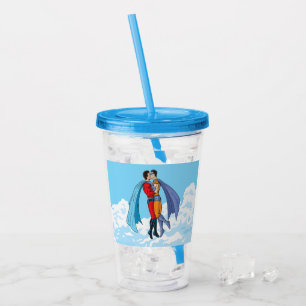 Slipperyjoe's two superheroes kissing characters f acrylic tumbler