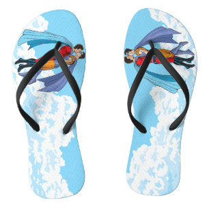 Slipperyjoe's two superheroes kissing characters f jandals