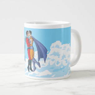 Slipperyjoe's two superheroes kissing characters f large coffee mug
