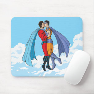 Slipperyjoe's two superheroes kissing characters f mouse pad