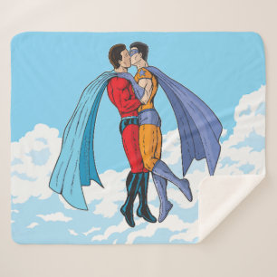 Slipperyjoe's two superheroes kissing characters f sherpa blanket