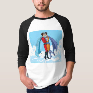 Slipperyjoe's two superheroes kissing characters f T-Shirt