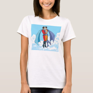 Slipperyjoe's two superheroes kissing characters f T-Shirt