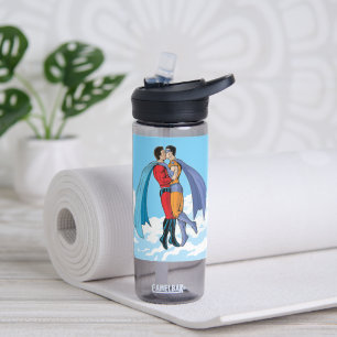 Slipperyjoe's two superheroes kissing characters f water bottle