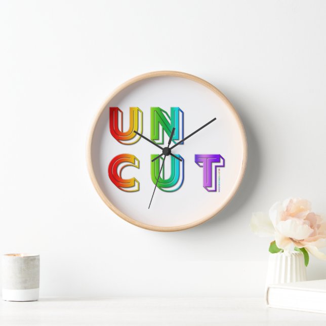 SlipperyJoe's uncut word rainbow colours three-dim Clock (Home)