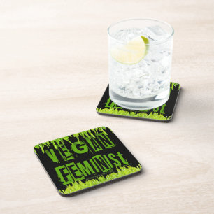 SlipperyJoe's vegan feminist attention-grabbing br Coaster