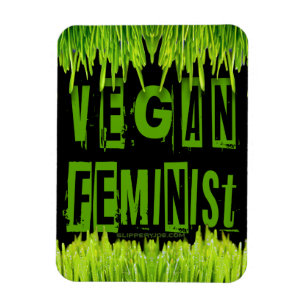 SlipperyJoe's Vegan feminist grass word block lett Magnet