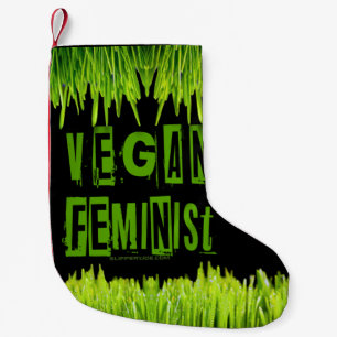 SlipperyJoe's Vegan feminist grass word block lett Small Christmas Stocking