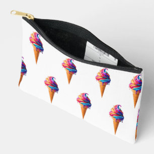 SlipperyJoe's vibrant ice cream cone food classic  Accessory Pouch