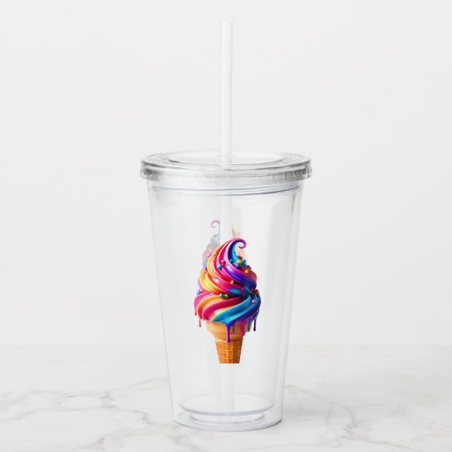 SlipperyJoe's vibrant ice cream cone food classic  Acrylic Tumbler (Front)