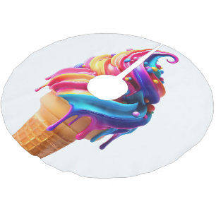 SlipperyJoe's vibrant ice cream cone food classic Brushed Polyester Tree Skirt