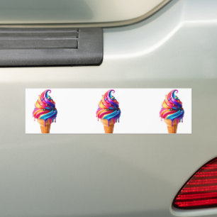 SlipperyJoe's vibrant ice cream cone food classic  Bumper Sticker