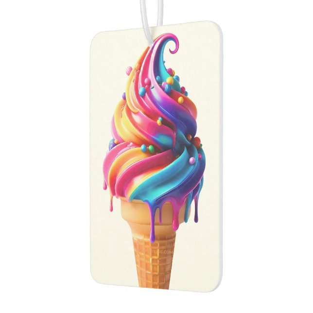 SlipperyJoe's vibrant ice cream cone food classic  Car Air Freshener (Left)