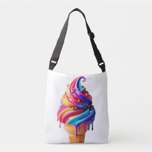 SlipperyJoe's vibrant ice cream cone food classic  Crossbody Bag