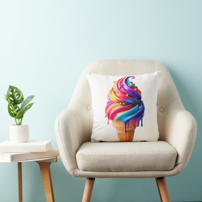 SlipperyJoe's vibrant ice cream cone food classic  Cushion (Chair)