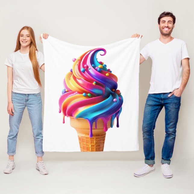 SlipperyJoe's vibrant ice cream cone food classic  Fleece Blanket (In Situ)