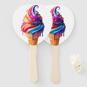SlipperyJoe's vibrant ice cream cone food classic  Hand Fan