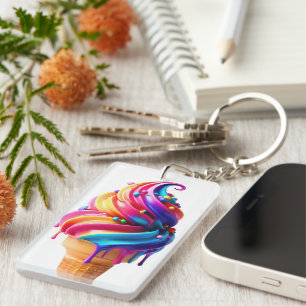SlipperyJoe's vibrant ice cream cone food classic Key Ring