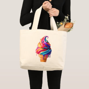 SlipperyJoe's vibrant ice cream cone food classic Large Tote Bag
