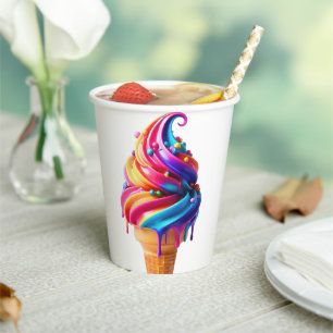 SlipperyJoe's vibrant ice cream cone food classic  Paper Cups