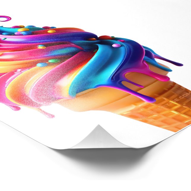 SlipperyJoe's vibrant ice cream cone food classic  Photo Print (Corner)