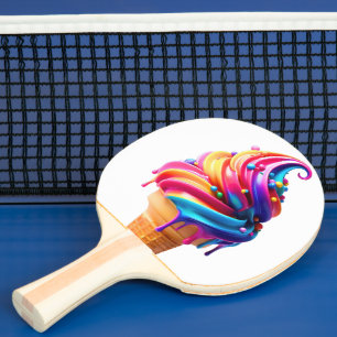 SlipperyJoe's vibrant ice cream cone food classic Ping Pong Paddle