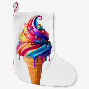 SlipperyJoe's vibrant ice cream cone food classic  Small Christmas Stocking