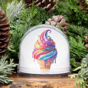 SlipperyJoe's vibrant ice cream cone food classic Snowglobe