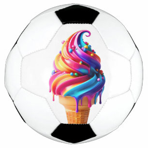 SlipperyJoe's vibrant ice cream cone food classic Soccer Ball