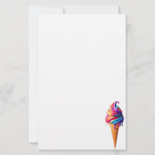 SlipperyJoe's vibrant ice cream cone food classic Stationery