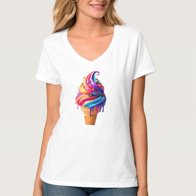 SlipperyJoe's vibrant ice cream cone food classic  T-Shirt (Front)