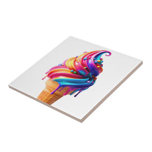 SlipperyJoe's vibrant ice cream cone food classic Tile