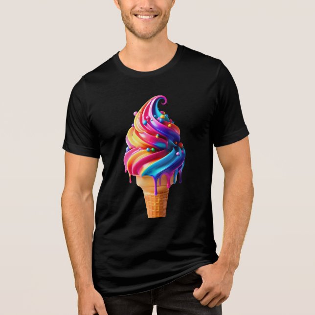 SlipperyJoe's vibrant ice cream cone food classic  Tri-Blend Shirt (Front)
